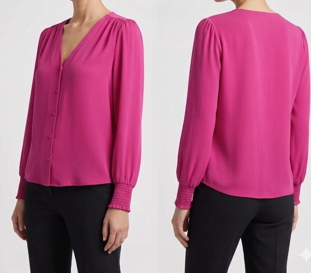 J. Crew Factory Womens 00 Pink Button Front Button Front Blouse 100% Polyester